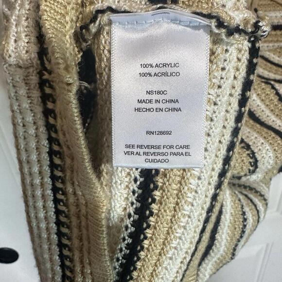 Madden NYC Crochet Sweater‎ Dress With Short Sleeves Neutral Bohemian Medium - Picture 4 of 5